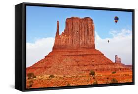 Fly over the Valley Huge Balloons. Navajo Reservation in Arizona and Utah. Stone Desert and Rocks --kavram-Framed Stretched Canvas