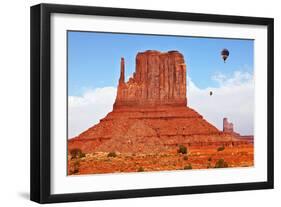 Fly over the Valley Huge Balloons. Navajo Reservation in Arizona and Utah. Stone Desert and Rocks --kavram-Framed Photographic Print