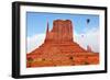 Fly over the Valley Huge Balloons. Navajo Reservation in Arizona and Utah. Stone Desert and Rocks --kavram-Framed Photographic Print