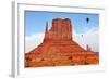 Fly over the Valley Huge Balloons. Navajo Reservation in Arizona and Utah. Stone Desert and Rocks --kavram-Framed Photographic Print