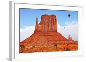 Fly over the Valley Huge Balloons. Navajo Reservation in Arizona and Utah. Stone Desert and Rocks --kavram-Framed Photographic Print
