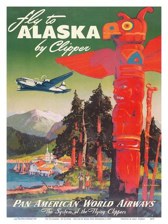 96386 Alaska Pacific Air Usa Amerca viaggio parete Stampa Poster UK 