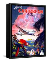 "Fly to the Caribbean by Clipper" Vintage Travel Poster-Piddix-Framed Stretched Canvas