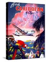 "Fly to the Caribbean by Clipper" Vintage Travel Poster-Piddix-Stretched Canvas