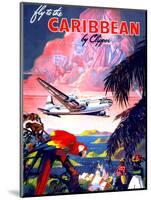 "Fly to the Caribbean by Clipper" Vintage Travel Poster-Piddix-Mounted Art Print