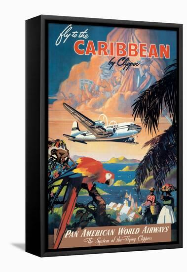 Fly to the Caribbean - Pan American World Airways, Vintage Airline Travel Poster, 1940s-Mark Von Arenburg-Framed Stretched Canvas