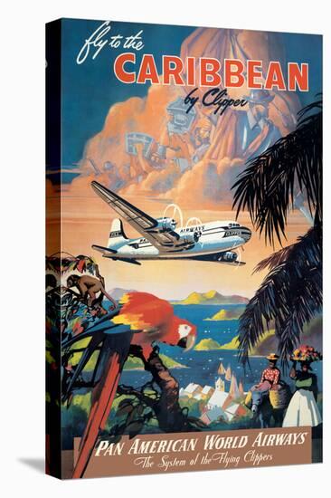 Fly to the Caribbean - Pan American World Airways, Vintage Airline Travel Poster, 1940s-Mark Von Arenburg-Stretched Canvas