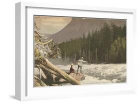 Flycasting on the Wild River-null-Framed Art Print