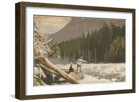 Flycasting on the Wild River-null-Framed Premium Giclee Print