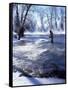 Flyfishing in Provo River on Cold Morning, Wasatch Mountains, near Heber, Utah, USA-Howie Garber-Framed Stretched Canvas