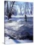 Flyfishing in Provo River on Cold Morning, Wasatch Mountains, near Heber, Utah, USA-Howie Garber-Stretched Canvas