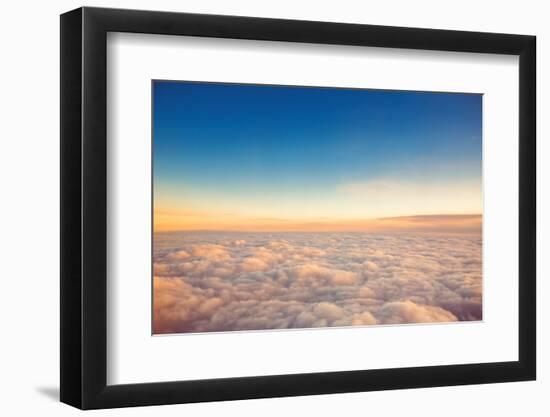 Flying above the Clouds. View from the Airplane, Soft Focus-Valentin Valkov-Framed Photographic Print