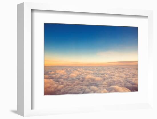 Flying above the Clouds. View from the Airplane, Soft Focus-Valentin Valkov-Framed Photographic Print