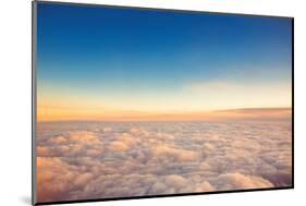 Flying above the Clouds. View from the Airplane, Soft Focus-Valentin Valkov-Mounted Photographic Print