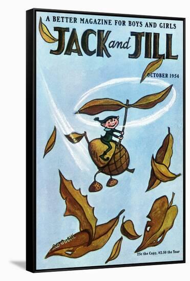 Flying Acorn - Jack and Jill, October 1954-Leo Politi-Framed Stretched Canvas