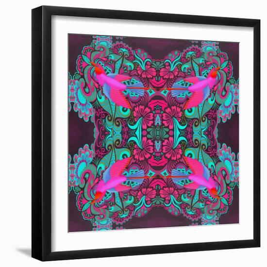 Flying Bird Pattern Maroon-Jane Tattersfield-Framed Giclee Print