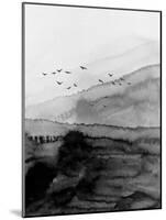 Flying Birds Black Mountain Watercolor-Hallie Clausen-Mounted Art Print