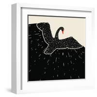 Flying Black Swan-incomible-Framed Art Print