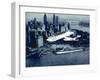 Flying Boat over Battery Park-null-Framed Photo