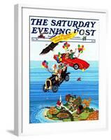 "Flying Cars," Saturday Evening Post Cover, November 1, 1983-Ann Thompson-Framed Giclee Print