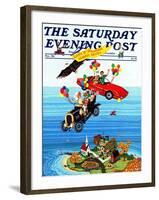 "Flying Cars," Saturday Evening Post Cover, November 1, 1983-Ann Thompson-Framed Giclee Print