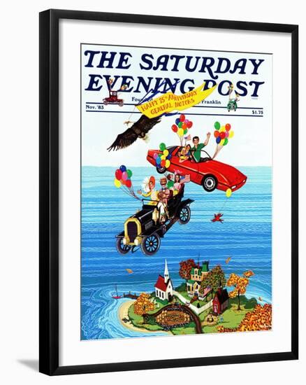 "Flying Cars," Saturday Evening Post Cover, November 1, 1983-Ann Thompson-Framed Giclee Print