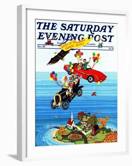 "Flying Cars," Saturday Evening Post Cover, November 1, 1983-Ann Thompson-Framed Premium Giclee Print