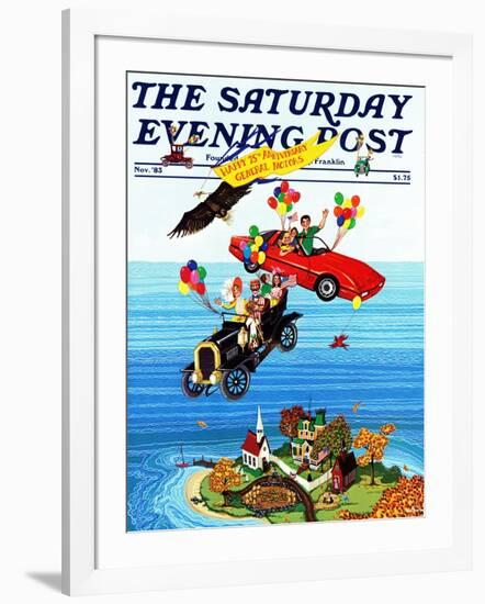 "Flying Cars," Saturday Evening Post Cover, November 1, 1983-Ann Thompson-Framed Giclee Print