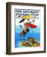 "Flying Cars," Saturday Evening Post Cover, November 1, 1983-Ann Thompson-Framed Giclee Print