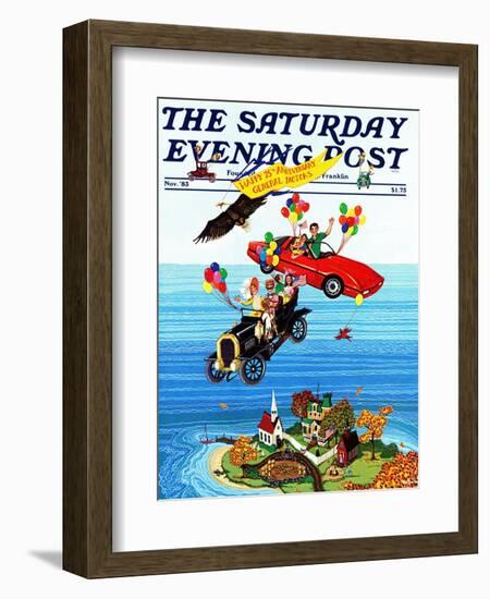 "Flying Cars," Saturday Evening Post Cover, November 1, 1983-Ann Thompson-Framed Giclee Print