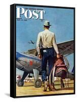 "Flying Cowboy," Saturday Evening Post Cover, May 17, 1947-Mead Schaeffer-Framed Stretched Canvas