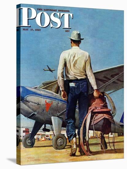 "Flying Cowboy," Saturday Evening Post Cover, May 17, 1947-Mead Schaeffer-Stretched Canvas