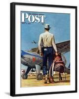 "Flying Cowboy," Saturday Evening Post Cover, May 17, 1947-Mead Schaeffer-Framed Giclee Print