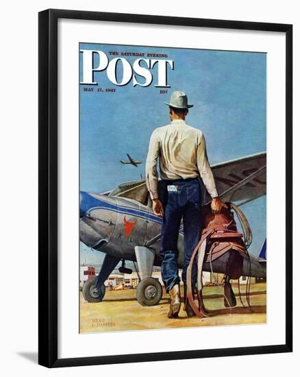 "Flying Cowboy," Saturday Evening Post Cover, May 17, 1947-Mead Schaeffer-Framed Giclee Print