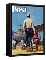 "Flying Cowboy," Saturday Evening Post Cover, May 17, 1947-Mead Schaeffer-Framed Stretched Canvas