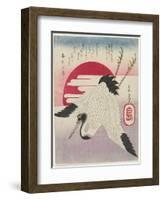 Flying Crane, Rising Sun, Mid 19th Century-Yashima Gakutei-Framed Giclee Print