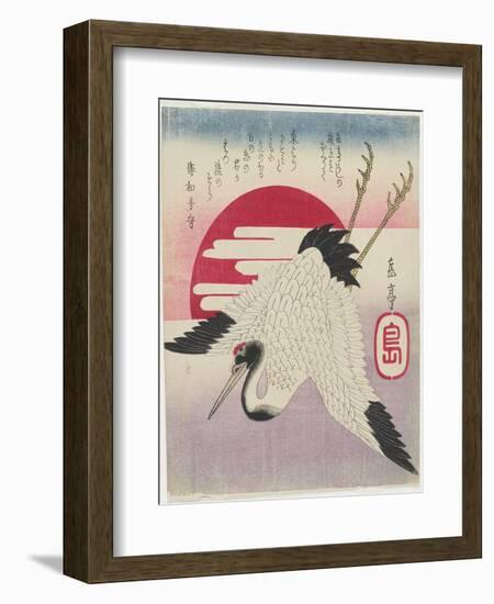 Flying Crane, Rising Sun, Mid 19th Century-Yashima Gakutei-Framed Giclee Print