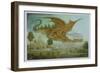 Flying Dragon over Landscape-Wayne Anderson-Framed Premium Giclee Print