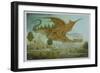 Flying Dragon over Landscape-Wayne Anderson-Framed Premium Giclee Print