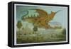 Flying Dragon over Landscape-Wayne Anderson-Framed Stretched Canvas