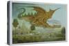 Flying Dragon over Landscape-Wayne Anderson-Stretched Canvas