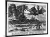 Flying Dragons' were Among the Weird Creatures Reported from the New World by Vespucci-Theodor de Bry-Mounted Art Print