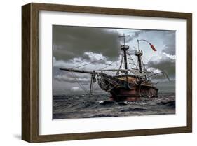 Flying Dutchman Abondoned Ship-null-Framed Art Print