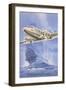 Flying Dutchman Ship with Klm Plane-null-Framed Art Print