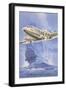 Flying Dutchman Ship with Klm Plane-null-Framed Art Print