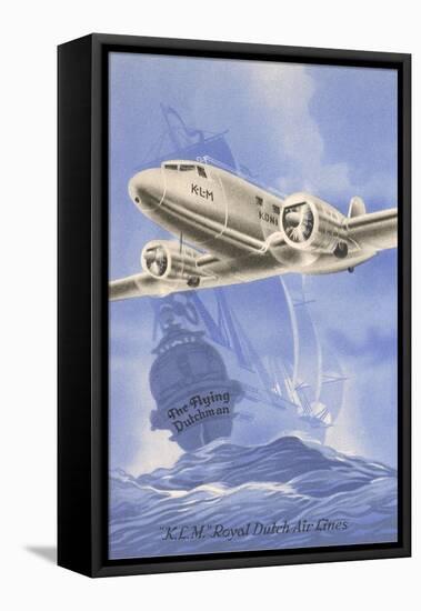 Flying Dutchman Ship with Klm Plane-null-Framed Stretched Canvas