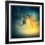 Flying Fantasy Dragon at Night-egal-Framed Photographic Print