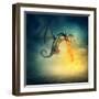 Flying Fantasy Dragon at Night-egal-Framed Photographic Print