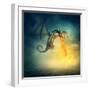 Flying Fantasy Dragon at Night-egal-Framed Photographic Print