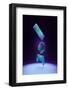 Flying Keyboard, Headphones and Game Controller, 3D Rendering. Gaming Devices on a Neon Background.-DaryaDanik-Framed Photographic Print